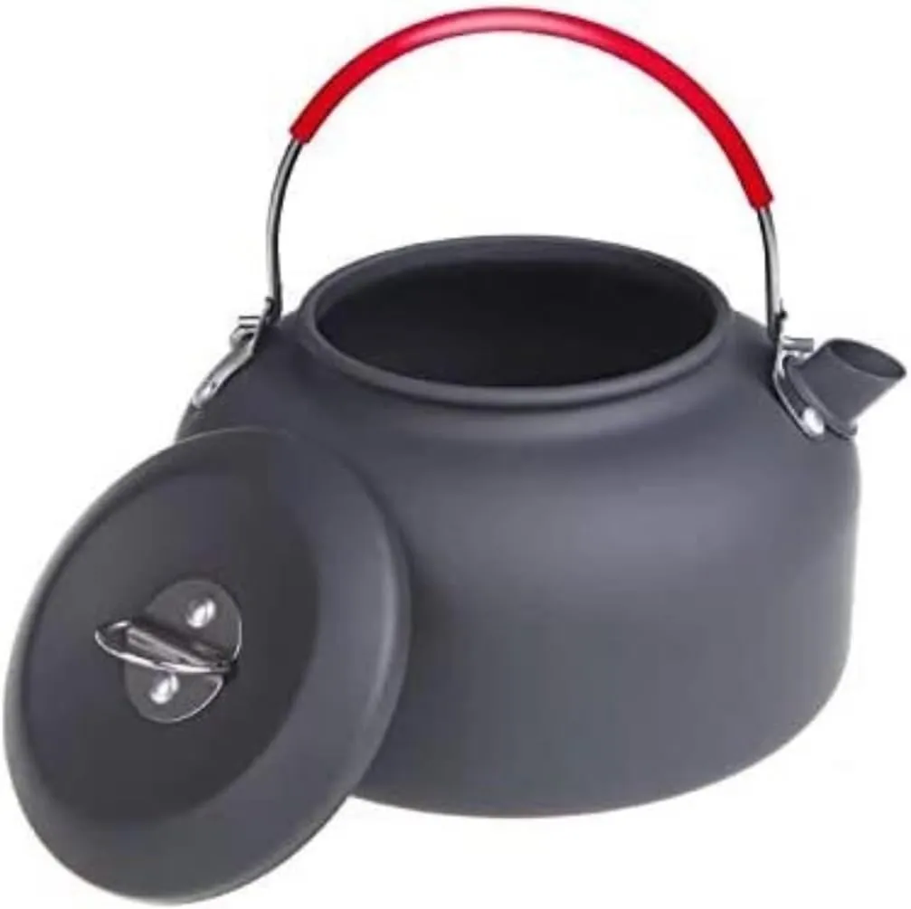 Camping Kitchen Utensil 1.4L Outdoor Kettle Tea Pot Coffee Pot Kettle Water Teapot Portable Camping Picnic Hiking Cookware for Outdoor Cooking(Red)