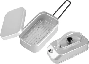 Camping Lunch Box Camping Kettle Set Leakproof Multiuse Cookware Aluminum Tea Kettle 300ml Camp Kettle for Picnic BBQ Cooking