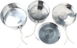 Camping Oven Portable 4pcs Stainless Steel Pot Set Cooking Pan Camping Kettle Cooking Supplies for Outdoor