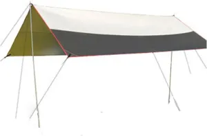Camping Sun Shelters Camping Tarp 3 * 4m Tent Tarp Waterproof Oxford Outdoor Flysheet Large Fly Sheet Big Awning Sun Shelter Sunshade Canopy Light Gray and Brown