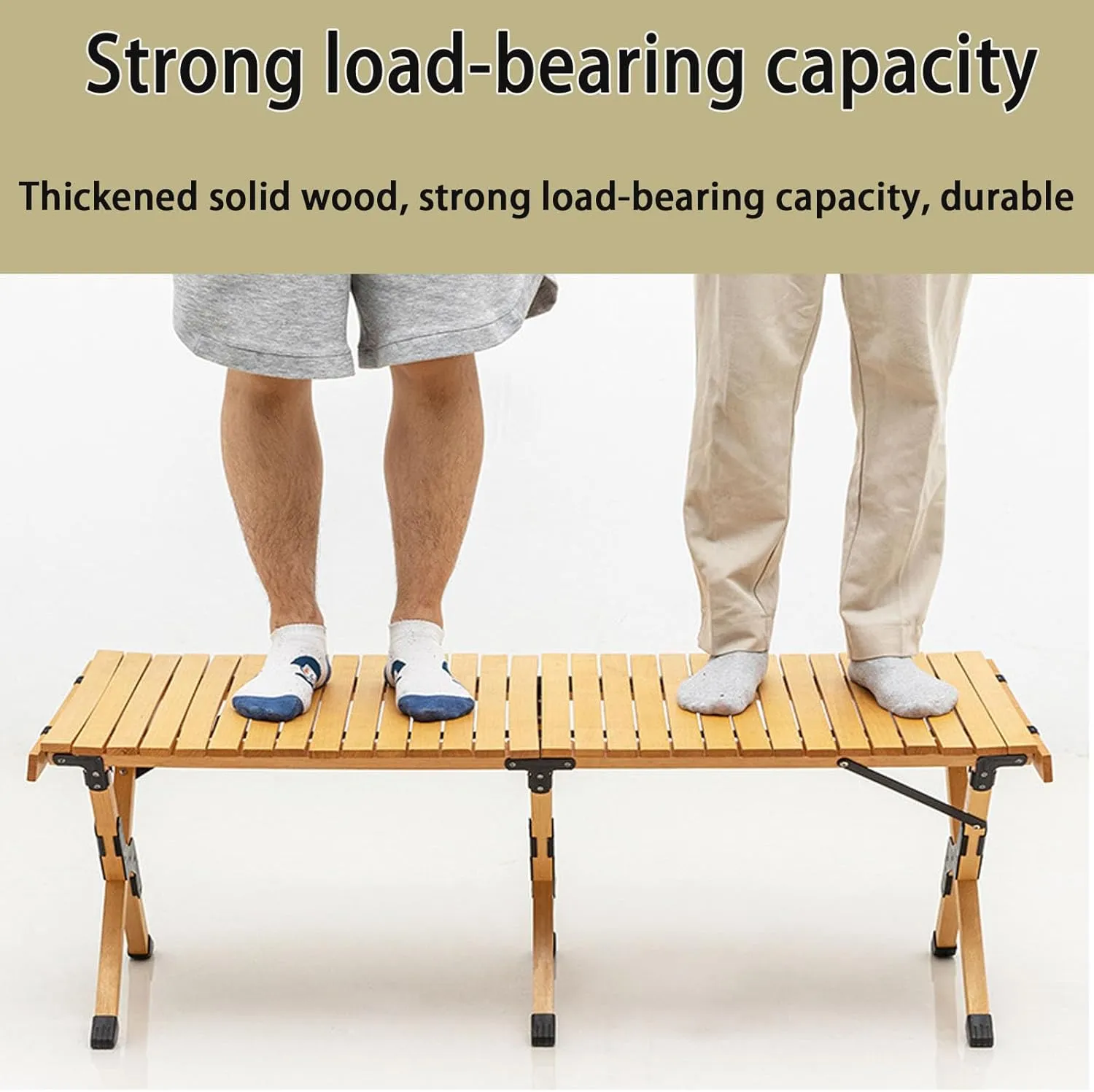 Camping Table Lightweight Foldable Table, Portable Camping Table with Aluminum Roll-Up Tabletop, Stable and Load-Bearing for Outdoor Camping Brown 35.4in*19.7in*16.5in