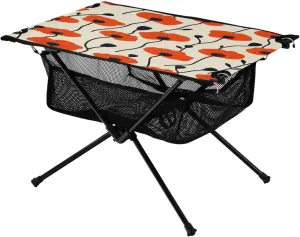 Camping Table Lightweight Portable Folding Table with Mesh Storage Net Cartoon Poppy Flower Ideal for Camping Hiking Beach Picnic Travel Backyard