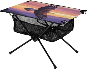 Camping Table Lightweight Portable Folding Table with Mesh Storage Net Eagle Sky Ideal for Camping Hiking Beach Picnic Travel Backyard