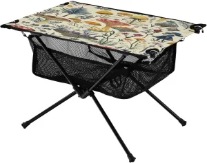 Camping Table Lightweight Portable Folding Table with Mesh Storage Net Mushroom Green Plants Ideal for Camping Hiking Beach Picnic Travel Backyard