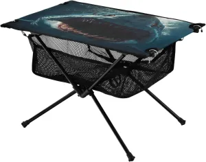 Camping Table Lightweight Portable Folding Table with Mesh Storage Net Shark Mouth Ideal for Camping Hiking Beach Picnic Travel Backyard
