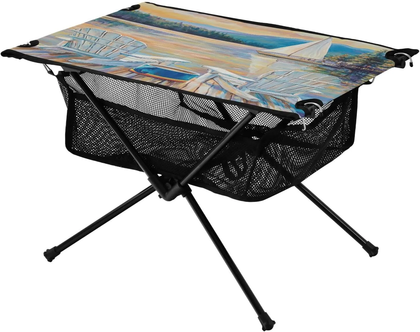 Camping Table Lightweight Portable Folding Table with Mesh Storage Net Shore Chair Ideal for Camping Hiking Beach Picnic Travel Backyard