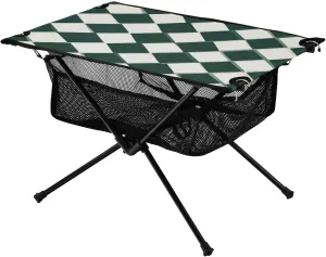 Camping Table Lightweight Portable Folding Table with Mesh Storage Net Stripes Green Rhombus Ideal for Camping Hiking Beach Picnic Travel Backyard