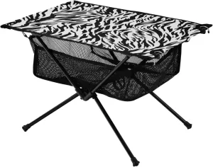 Camping Table Lightweight Portable Folding Table with Mesh Storage Net Tiger Fur Black Ideal for Camping Hiking Beach Picnic Travel Backyard