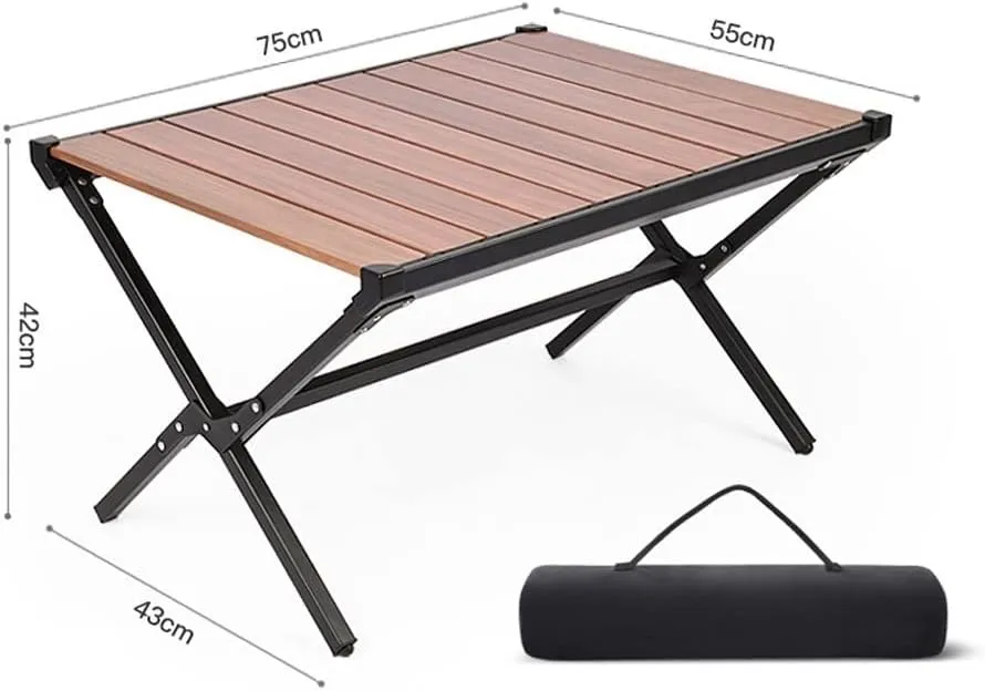 Camping Table, Portable Folding Table Ultra Lightweight Folding Camp Table Aluminum Roll Up Table Top with Carry Bag for Outdoor Travel Backyards BBQ (Gray : C)