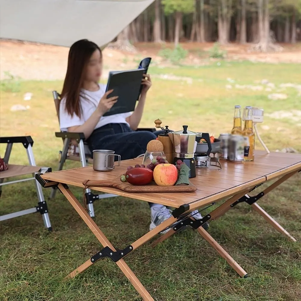 Camping Table, Portable Folding Table Ultra Lightweight Folding Camp Table Aluminum Roll Up Table Top with Carry Bag for Outdoor Travel Backyards BBQ (Gray : C)