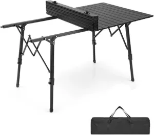 Camping Tables That Fold Up Lightweight, Adjustable Height Aluminum Folding Table, Roll Up Camping Table for Outdoor Camp Picnic Beach RV Backyards Kitchen BBQ(B,120cm/47in)