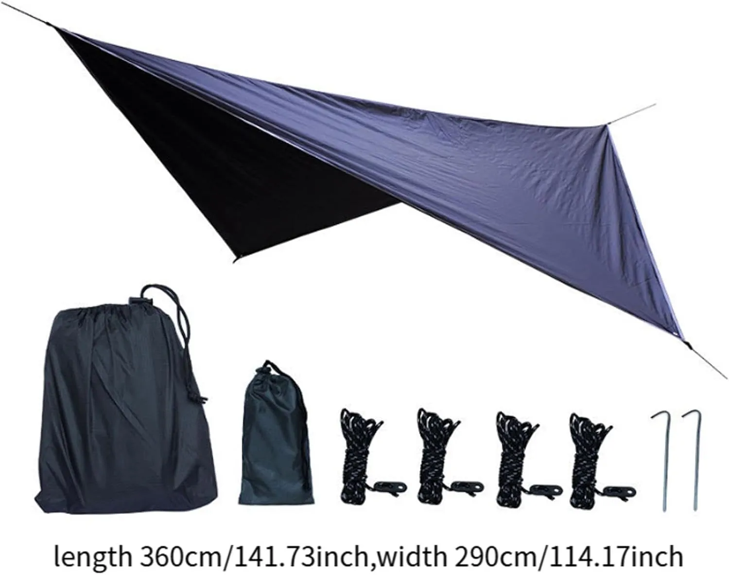 Camping Tarp Camping Tent Tarp Portable with Storage Bag Waterproof Canopy Rain Awning for Garden Traveling Picnic, Black