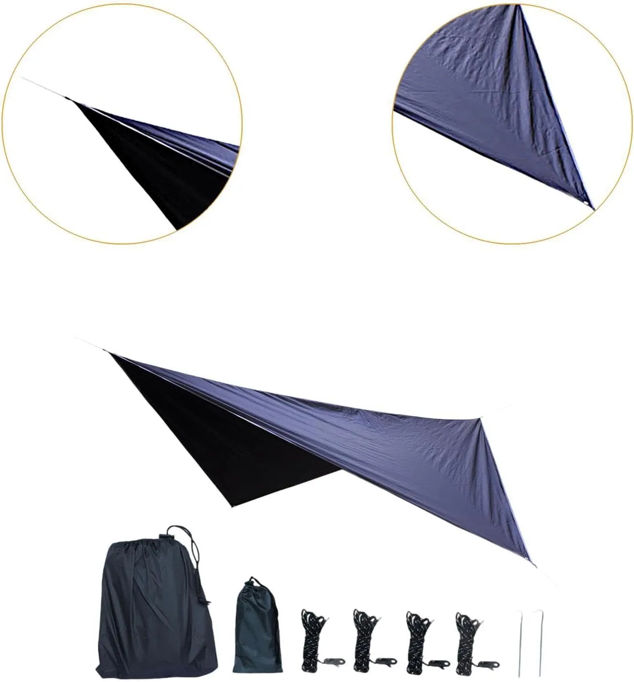 Camping Tarp Camping Tent Tarp Portable with Storage Bag Waterproof Canopy Rain Awning for Garden Traveling Picnic, Black