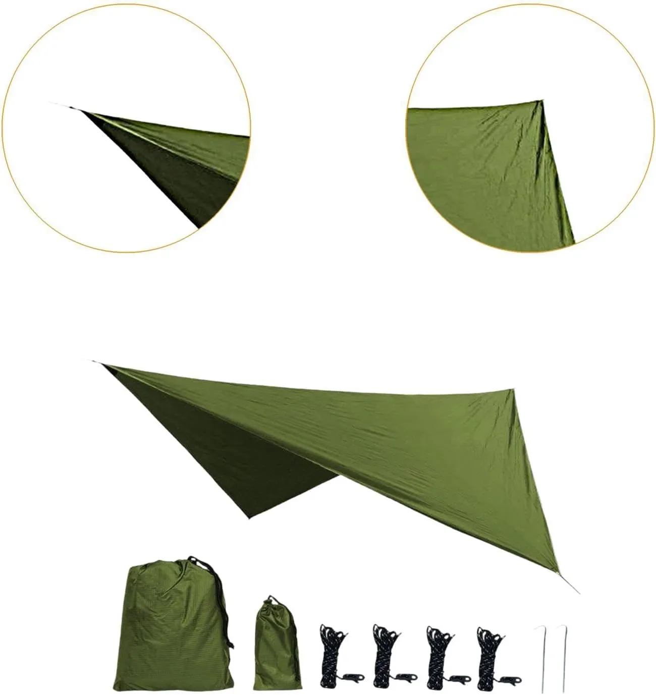 Camping Tarp Camping Tent Tarp Portable with Storage Bag Waterproof Canopy Rain Awning for Garden Traveling Picnic, Green