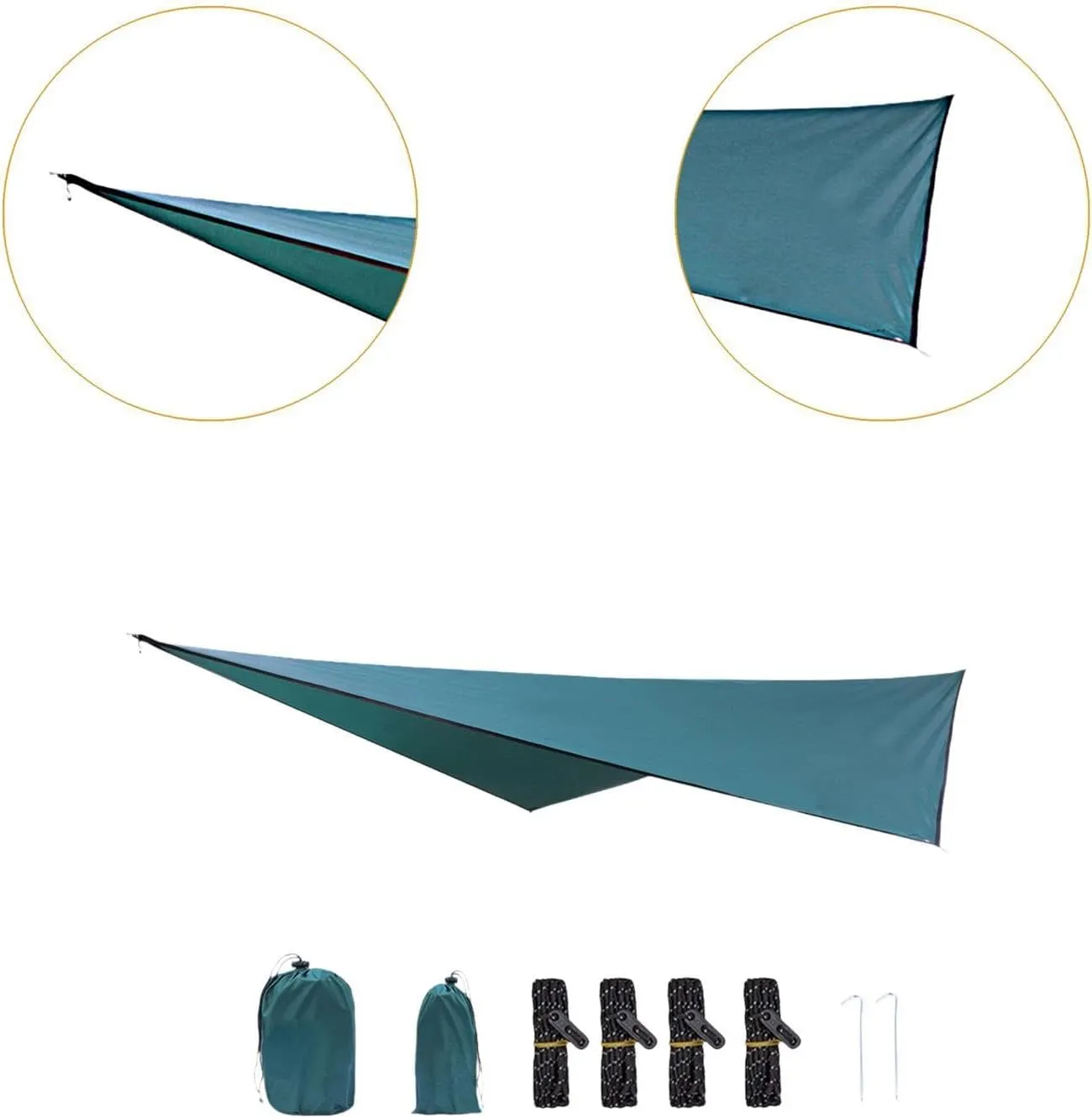 Camping Tarp Hammock Canopy Large Portable Camping Tent Tarp Canopy for Beach Outdoor Activities Garden Travel Picnic, Dark Green