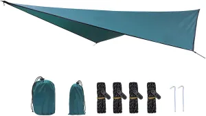 Camping Tarp Hammock Canopy Large Portable Camping Tent Tarp Canopy for Beach Outdoor Activities Garden Travel Picnic, Dark Green