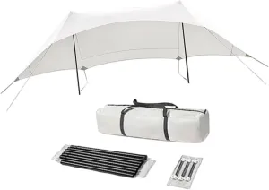 Camping Tarp with Storage Bag Sun Protection with Ground Pegs Camping Canopy Tent Tarp for Hammock Outdoor Activities Fishing, Height 2.4m