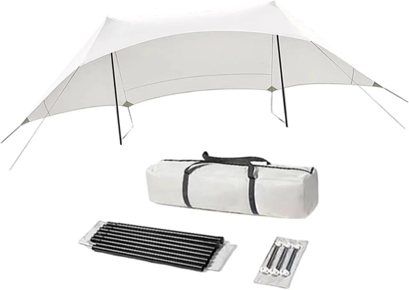 Camping Tarp with Storage Bag Sun Protection with Ground Pegs Camping Canopy Tent Tarp for Hammock Outdoor Activities Fishing, Height 2.4m