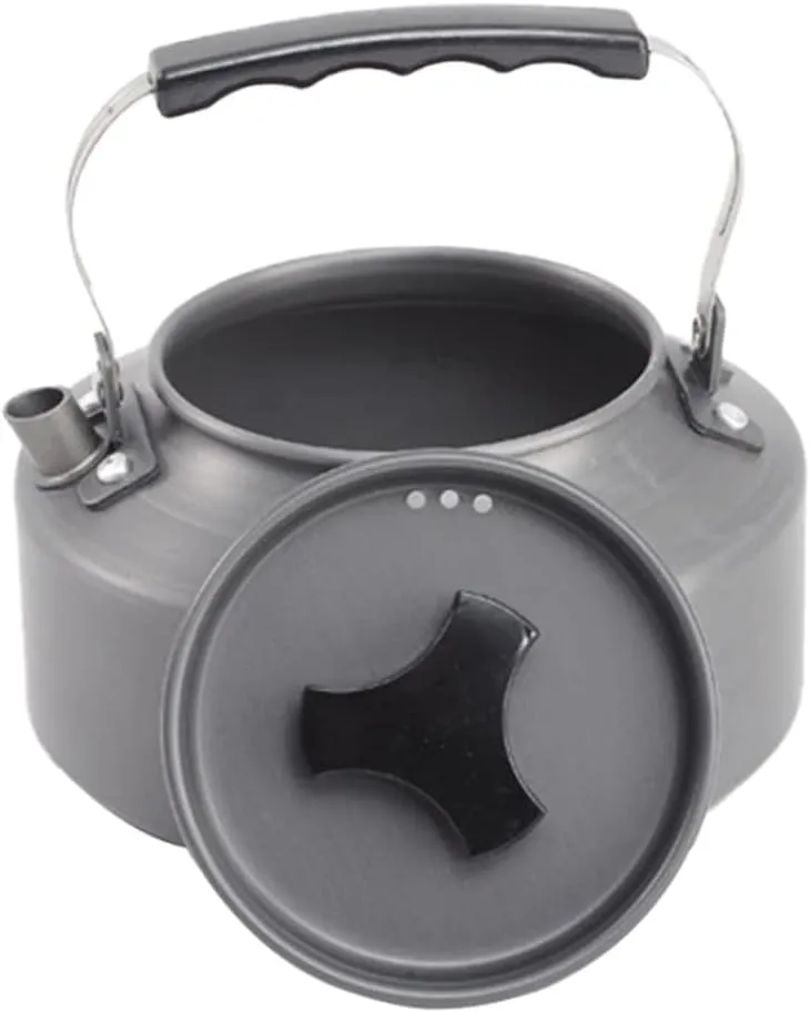 Camping Teapot Camp Kettle Outdoor Cookware Water Pot Portable for Backpacking Hiking Trekking Picnic Fishing 1.1L Camp Kettles