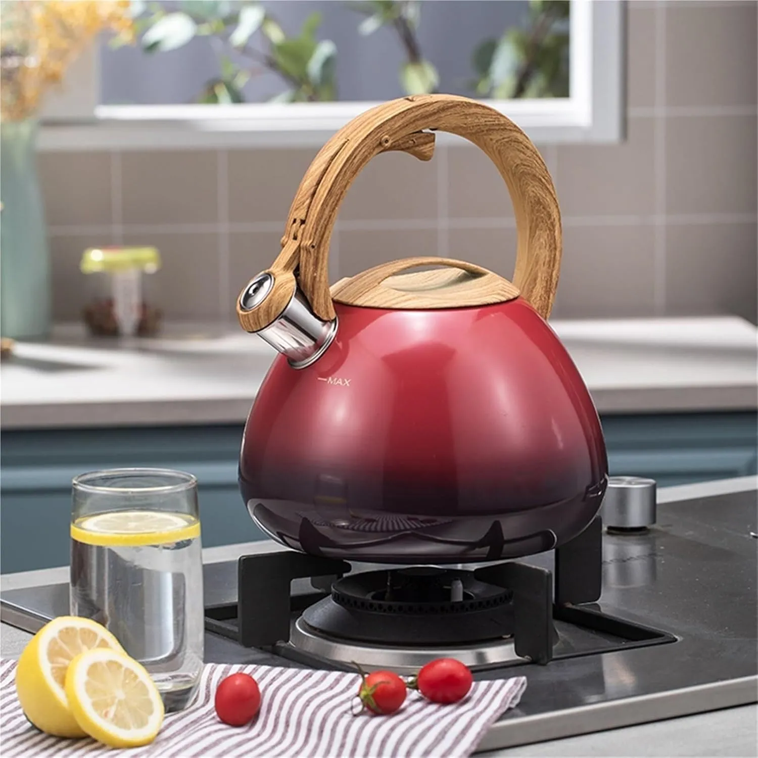Camping Teapot, Cute Tea Kettle for Stove Top, Vintage Style Whistling Tea Pot Stove Top with Stay Cool Handle for All Stovetops