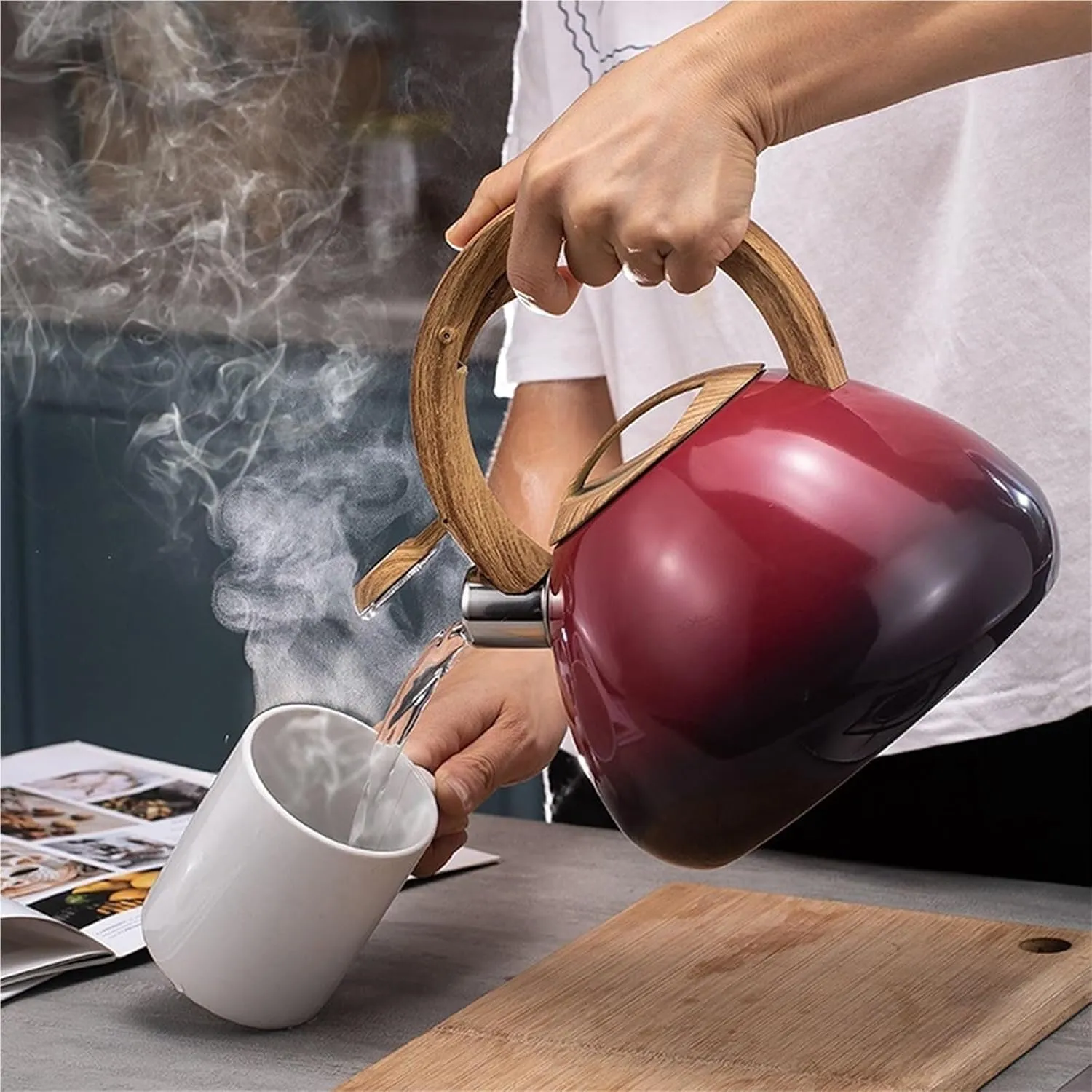 Camping Teapot, Cute Tea Kettle for Stove Top, Vintage Style Whistling Tea Pot Stove Top with Stay Cool Handle for All Stovetops