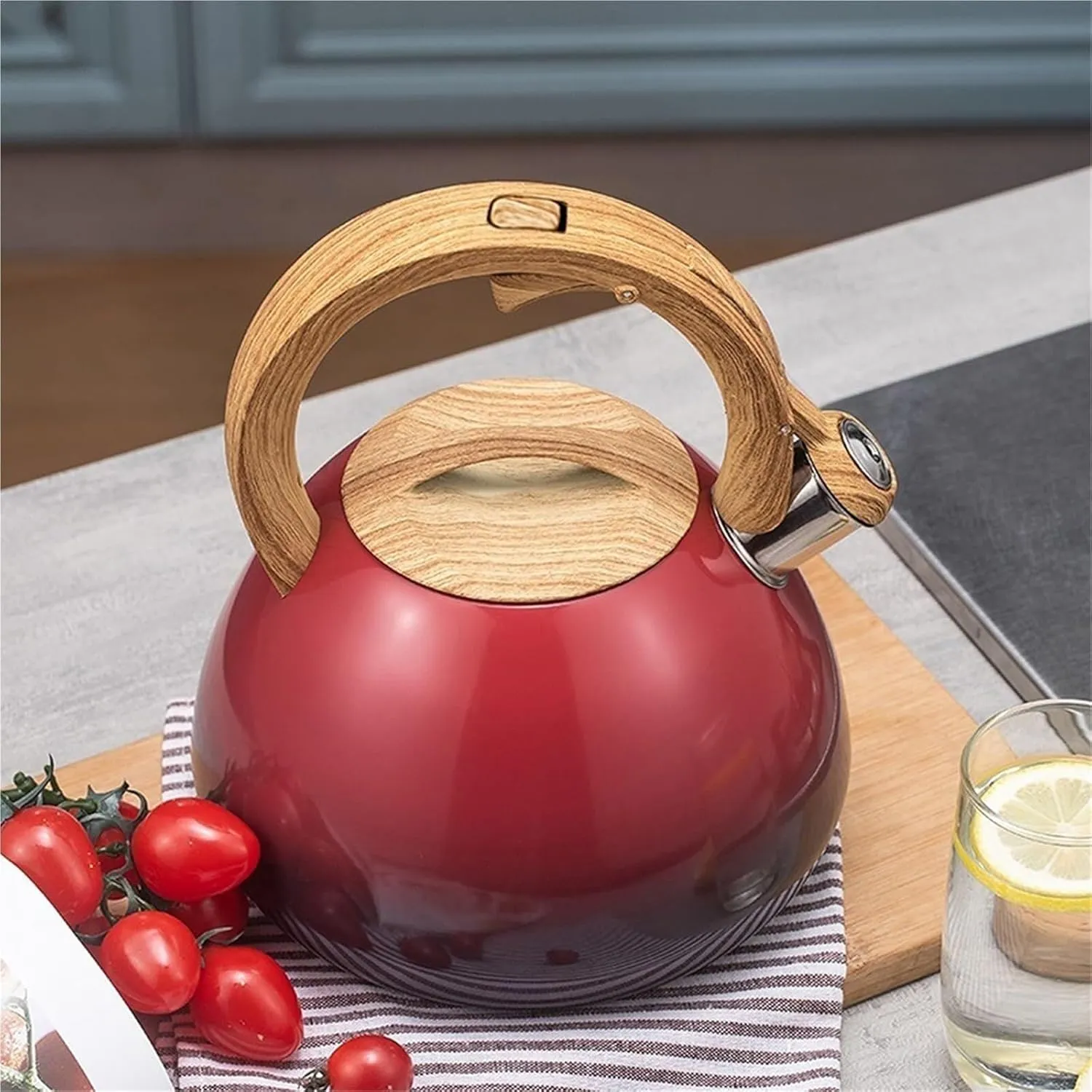 Camping Teapot, Cute Tea Kettle for Stove Top, Vintage Style Whistling Tea Pot Stove Top with Stay Cool Handle for All Stovetops