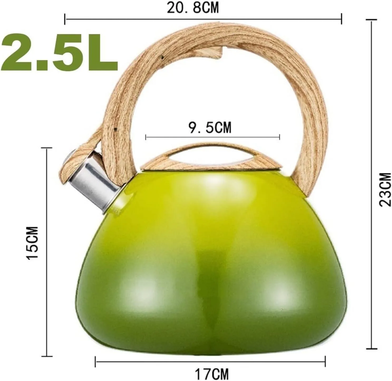 Camping Teapot, Tea Kettle Stovetop, 2.5 Liter Stainless Steel Whistling Tea Pot for Stove Top with A Touch Button Universal Base for Induction | Gas | Electric | Halogen