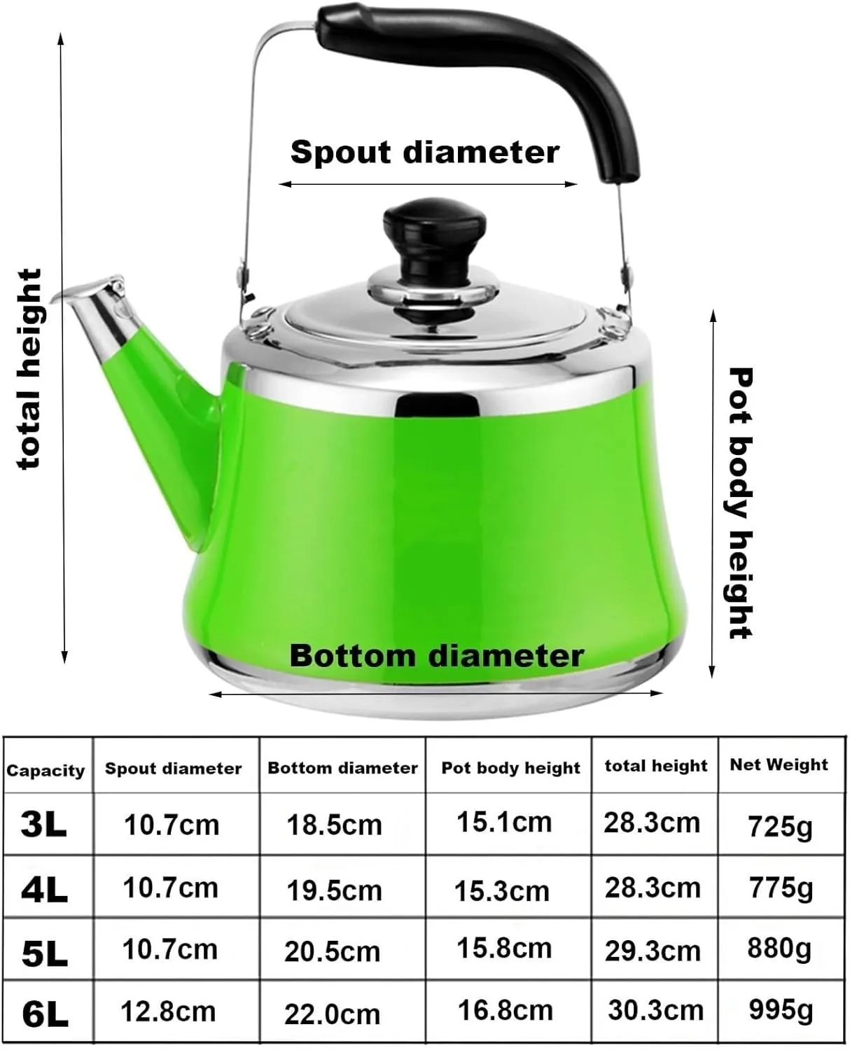 Camping Teapot, Tea Kettle Stovetop, 304 Stainless Steel Coffee Tea Pot, Suitable for All Heat Sources, Whistling Tea Kettle for Stove Top(3liter)