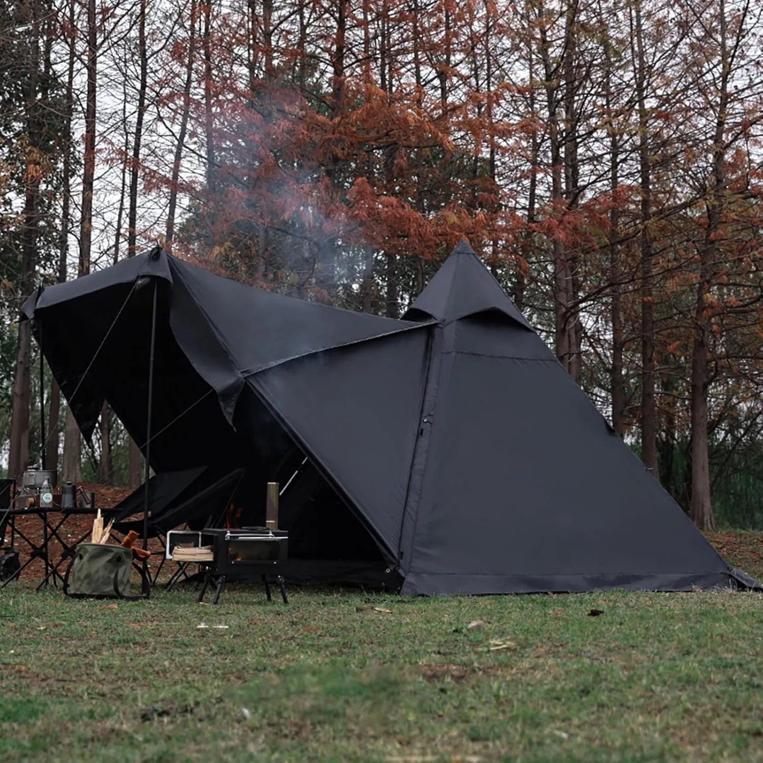 Camping Teepee Tent 2-4 Person Indian Tent Waterproof Instant Pyramid Spire Tents for Outdoor Hiking