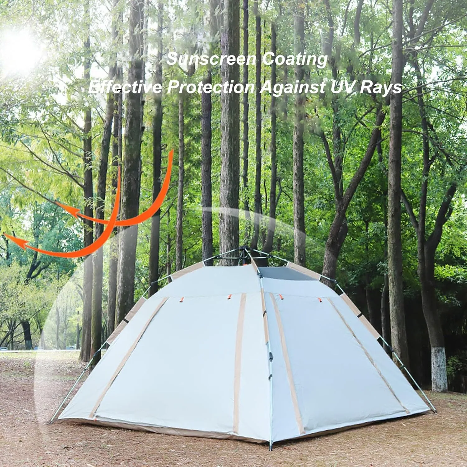 Camping Tent 3-4/4-6 Person Automatic Instant Pop Up Dome Tent Outdoor Portable Family Camping Tent Rainproof Sunproof Beach Tent with Moisture-Proof Mat