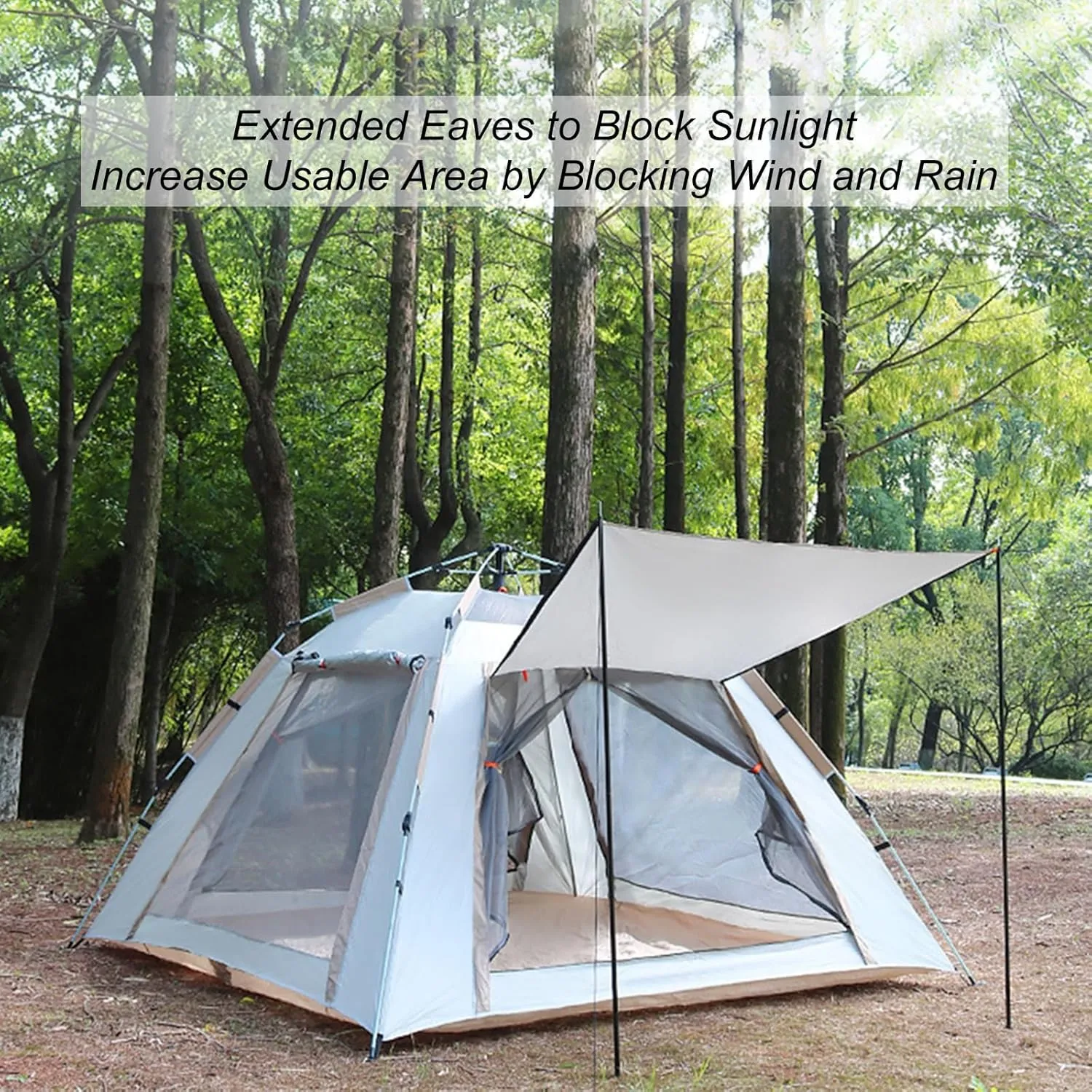 Camping Tent 3-4/4-6 Person Automatic Instant Pop Up Dome Tent Outdoor Portable Family Camping Tent Rainproof Sunproof Beach Tent with Moisture-Proof Mat