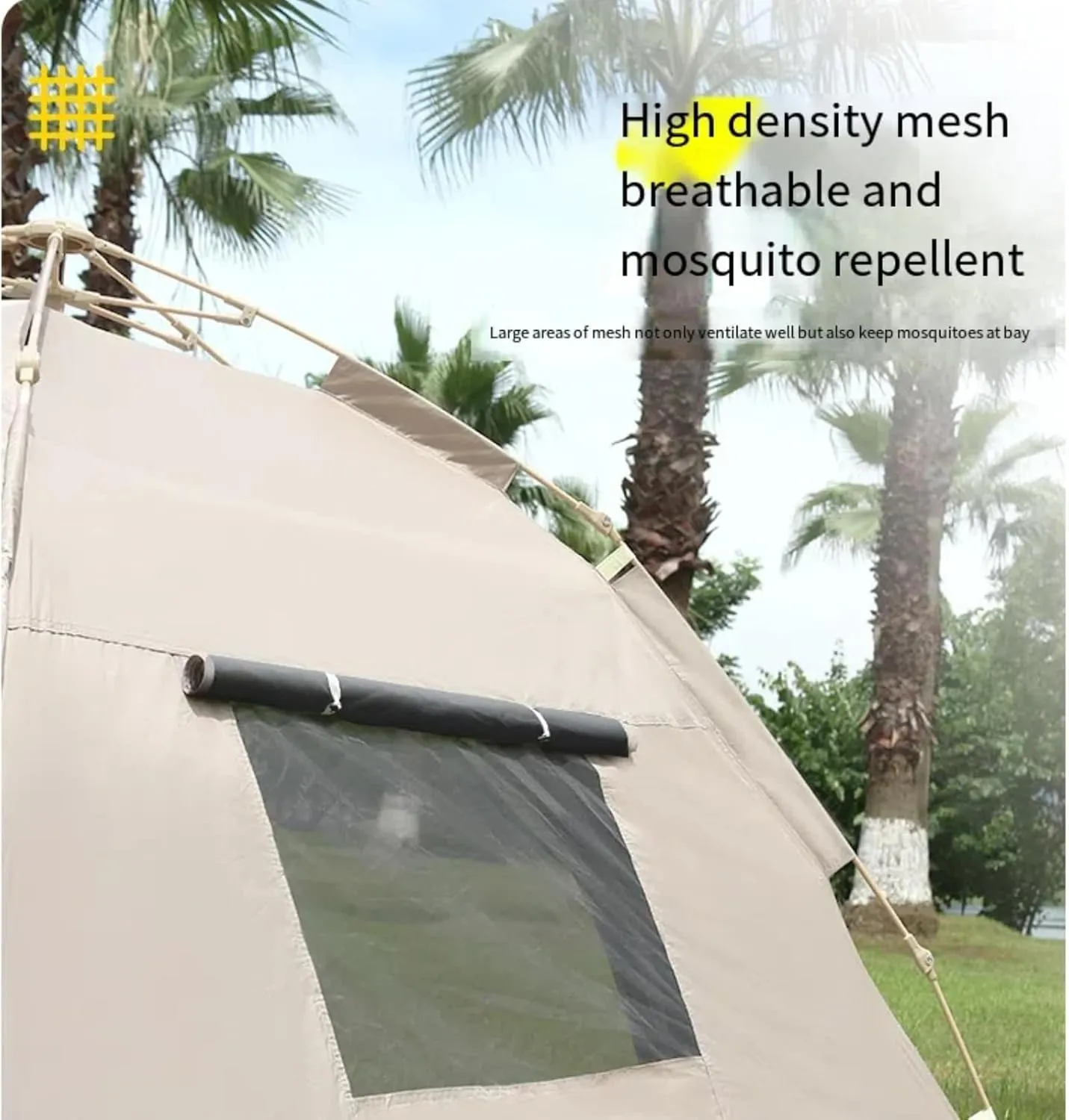 Camping Tent, 4 Season Tent, Tent Outdoor Camping, Fully Automatic Beach Quick Open, Vinyl Folding Portable Rain Tent (3-4person)
