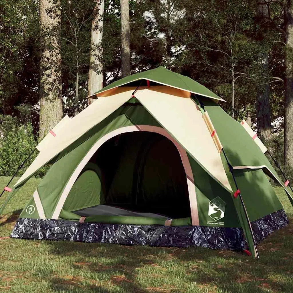 Camping Tent Dome 3-Person Green Quick Release4,2KG
