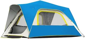 Camping Tent Tent,Camping Portable Backpack Travel Double-Layer Thick pu Cloth Four-Sided Suitable for Camping Trip Hiking Color:Blue,Size:240x240x142cm