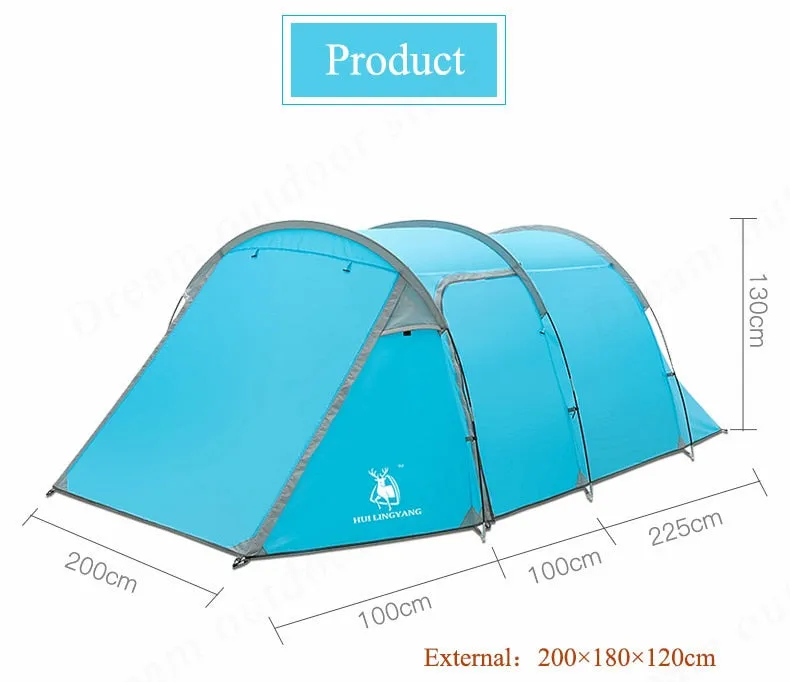 Camping Tent Waterproof 3-4 Person Double Layer Tunnel Tent