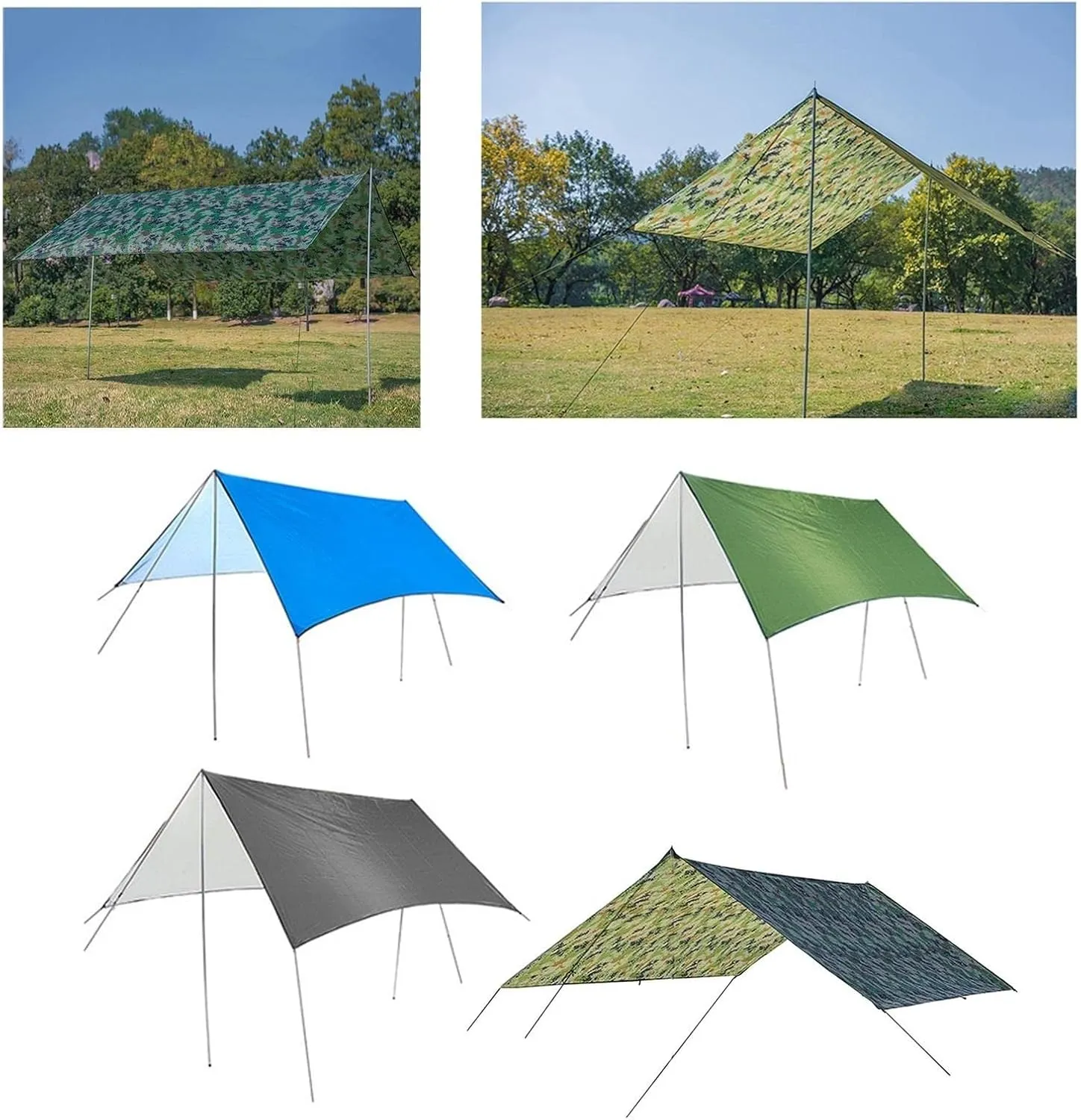Camping Tent Waterproof Tent Tarp Durable Portable Multifunctional Camping Picnic Pad Mat Ground Sheet Mat Beach Sun Shelter for Beach Hiking (Color :, Blue