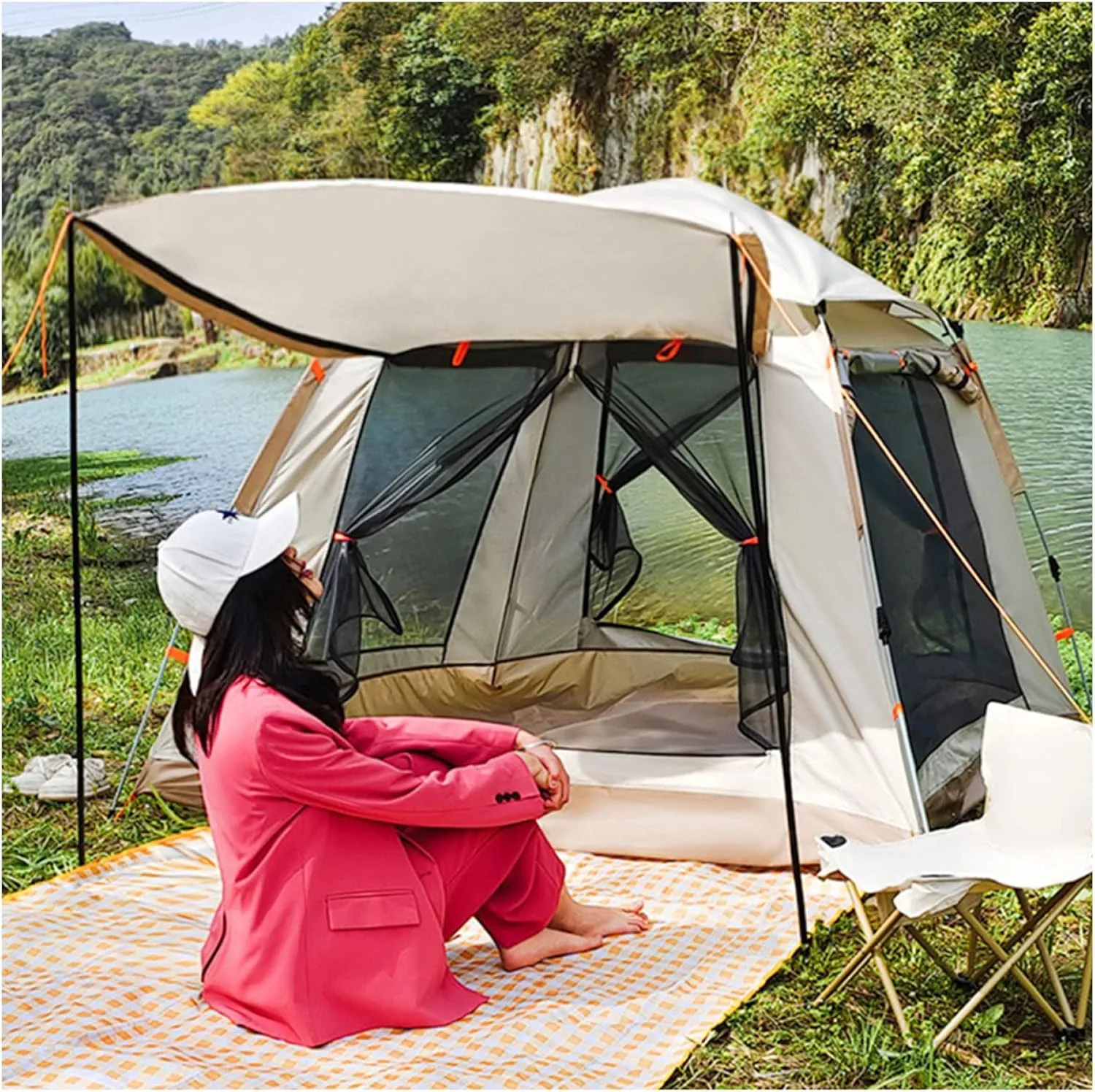 Camping Tents Family 4 People,Waterproof Teepee Tents for Camping Firm and Stable Instant Dome Tent for Camping