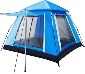 Camping Tents,Pop Up Tents for 3-4 Persons,Double Layer Self-Open Tent,Anti-UV Dome Tents for Outdoor and Hiking,Blue