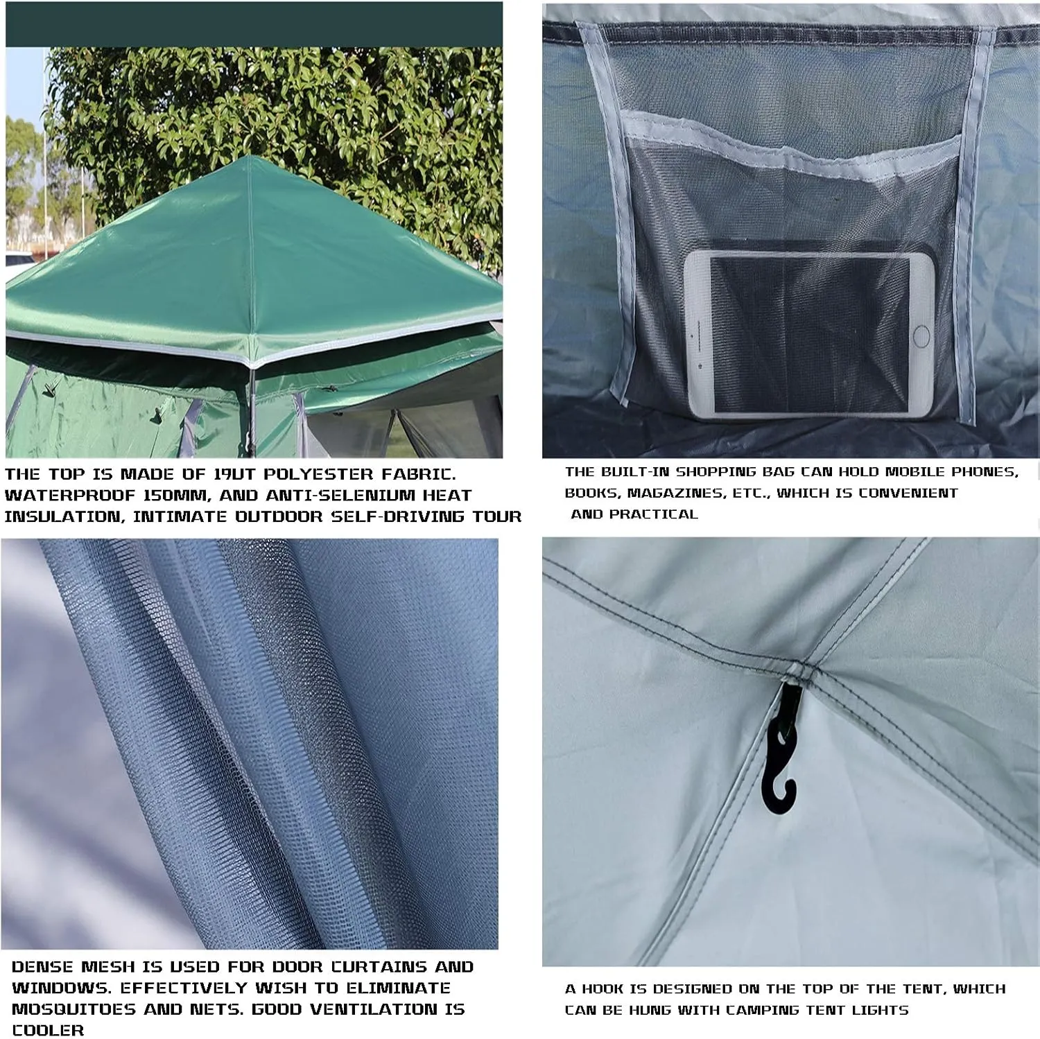 Camping Tents,Pop Up Tents for 3-4 Persons,Double Layer Self-Open Tent,Anti-UV Dome Tents for Outdoor and Hiking,Blue