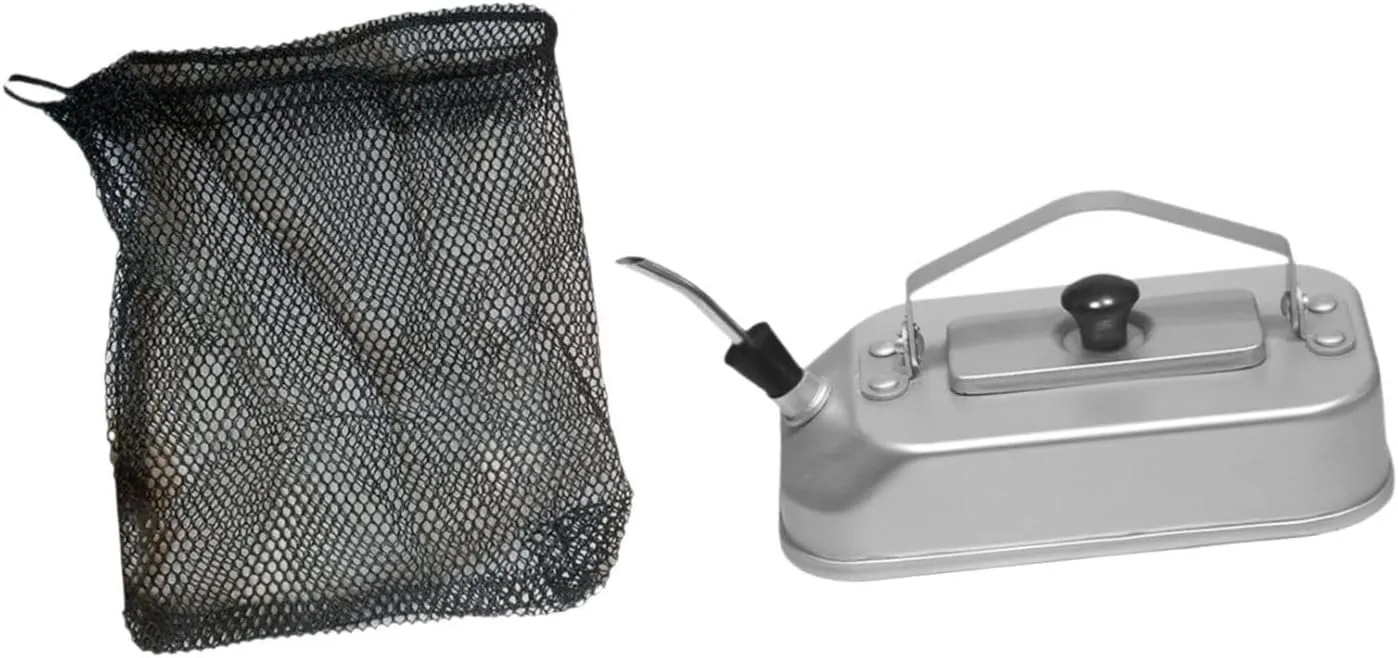 Camping Water Kettle Camp Tea Pot with Storage Bag with Handle Outdoor Kettle Coffee Pot for Mountaineering Hiking Fishing, with bag and spout