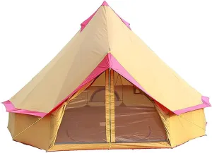 Camping Yurt Tent 4-Season Large Tents 4m Bell Tent 3-10 Persons Waterproof Polyester Pyramid Tent Festivals and Human Shelter for Inhabiting or Leisure