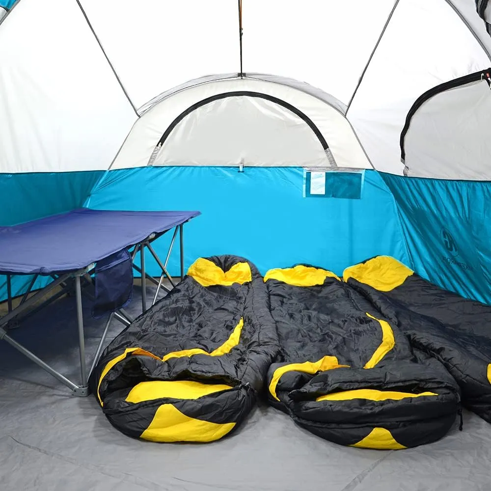 CAMPROS CP Tent 8 Person Camping Tents, Weather Resistant Family Tent, 5 Large Mesh Windows, Double Layer, Divided Curtain for Separated Room, Portable with Carry Bag