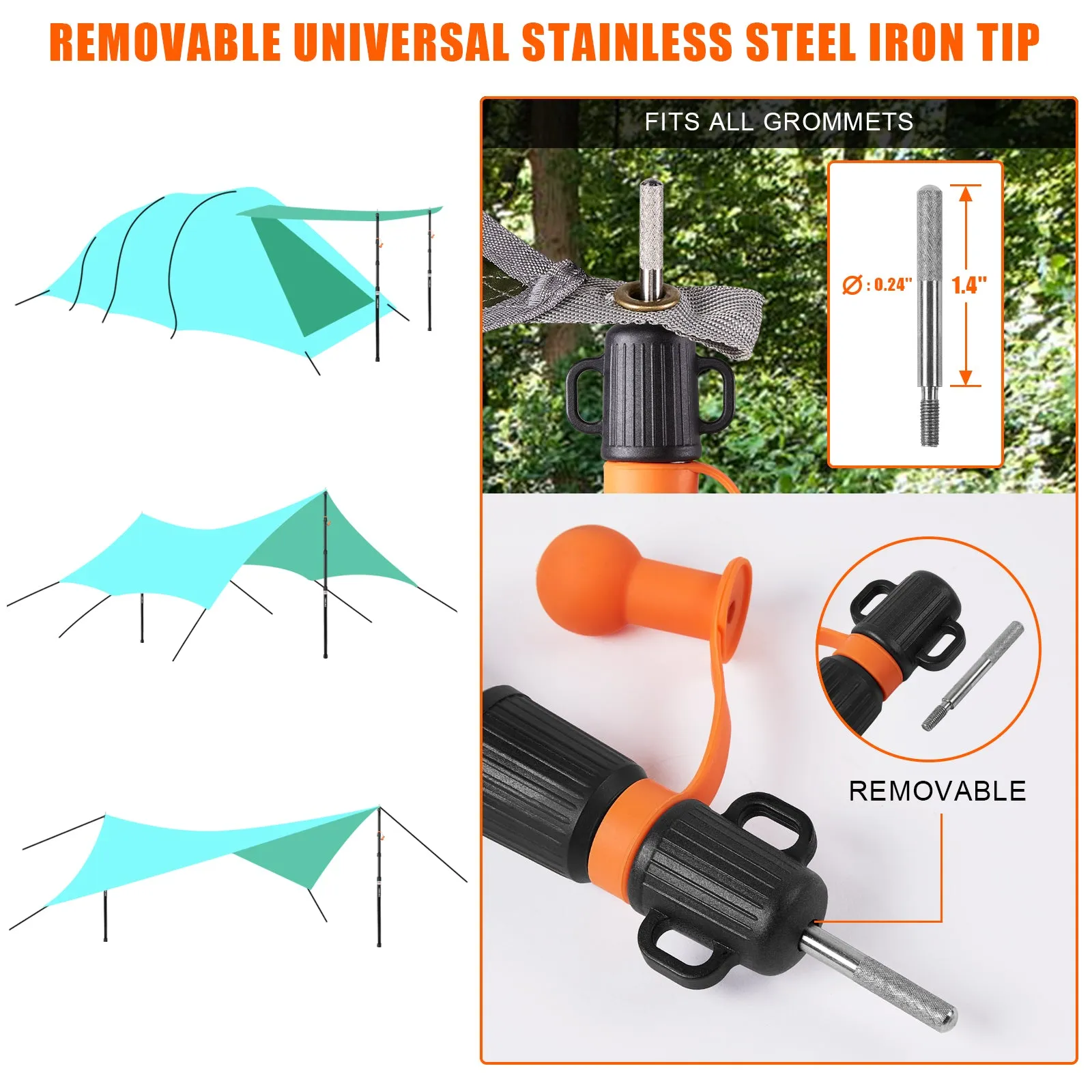 CAMULAND Heavy Duty Trap Poles Set, Adjustable, Lightweight and Portable(Black)