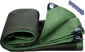 Canvas Tarp, Heavy Duty Waterproof Tarps, Canvas Tarp with Rustproof Grommets, Outdoor Waterproof Tarpaulin, for Camping, Tent Shelter, Boat, Car,Boat, 1.2x1.8m