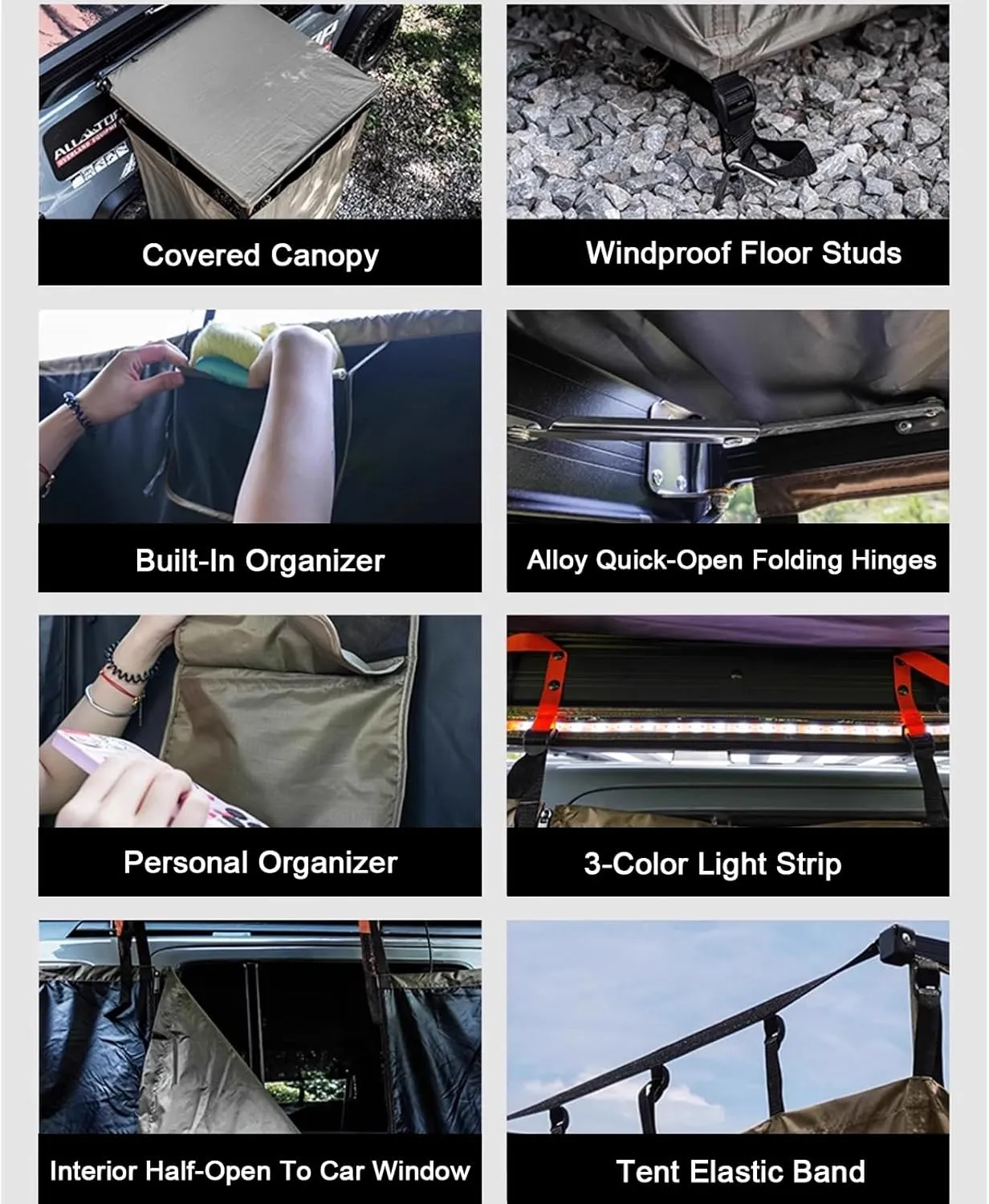 Car Camping Shower Awning Bathroom Tent for Land General Purpose Cars,SUV Car Side Shower Shelter Privacy Room with Roof and Floor mat,Portable Outdoor Changing Room