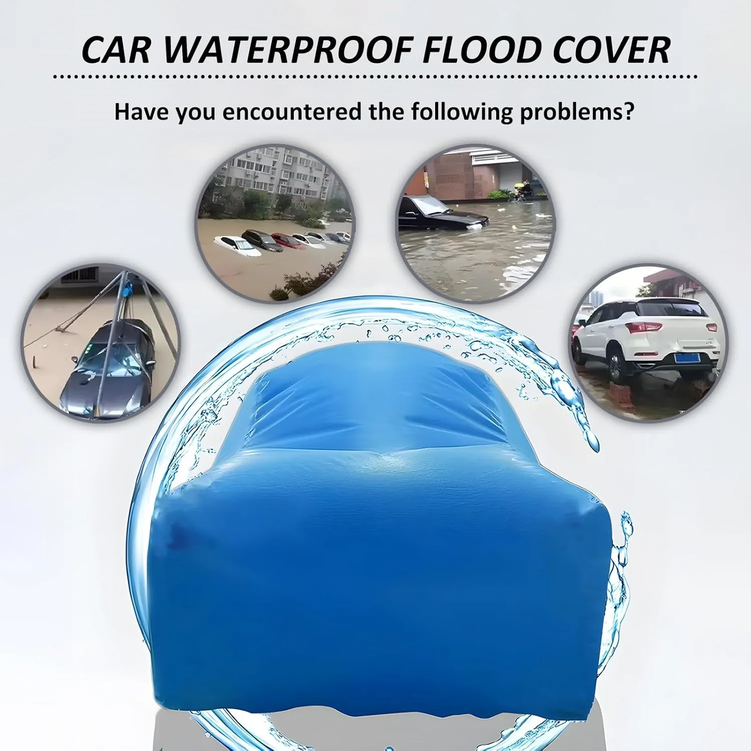 Car Cover Blue Car Flood Protection Bag Long-Lasting Use, Portable PVC Car Cover and Car Tarp Easy to Carry, for Indoor Outdoor(Small)