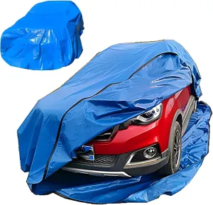 Car Cover Blue Car Flood Protection Bag Long-Lasting Use, Portable PVC Car Cover and Car Tarp Easy to Carry, for Indoor Outdoor(Small)