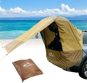 Car Trunk SUV Awning Sun Shelter Camping SUV Rear Tent with Windproof Rope Portable Tent Car Canopy Tailgate Tents for Minivan Hatchback Family Outdoor Travel(Brown)