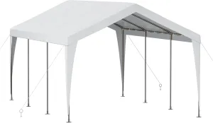 Carport 10x20 Heavy Duty Portable Garage,Galvanized Frame Carport Canopy,Portable Garages and Shelters with 8 Leg&4 Wind Rope,Car Tent Garage with All-Season Tarp for Boat Truck Bike,Without Sidewall