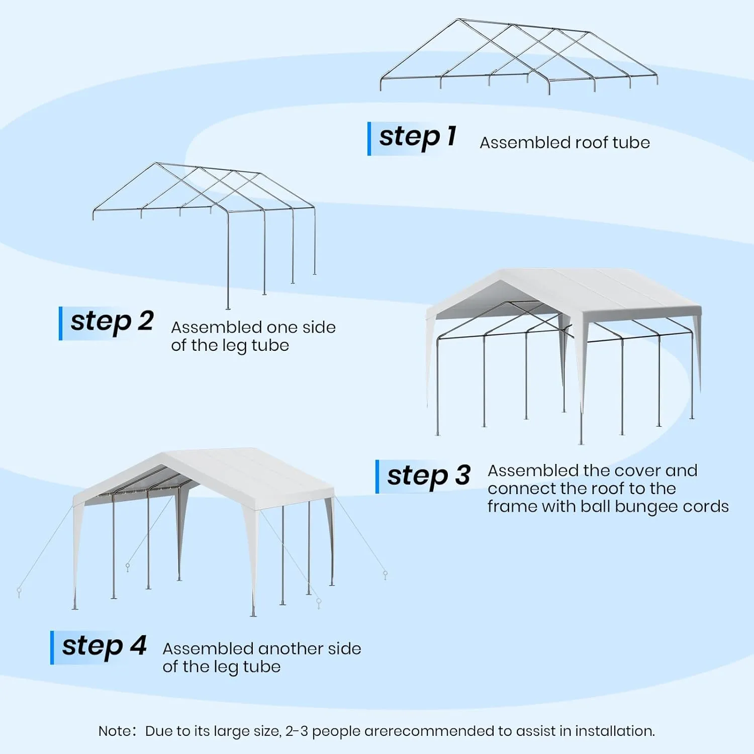 Carport 10x20 Heavy Duty Portable Garage,Galvanized Frame Carport Canopy,Portable Garages and Shelters with 8 Leg&4 Wind Rope,Car Tent Garage with All-Season Tarp for Boat Truck Bike,Without Sidewall